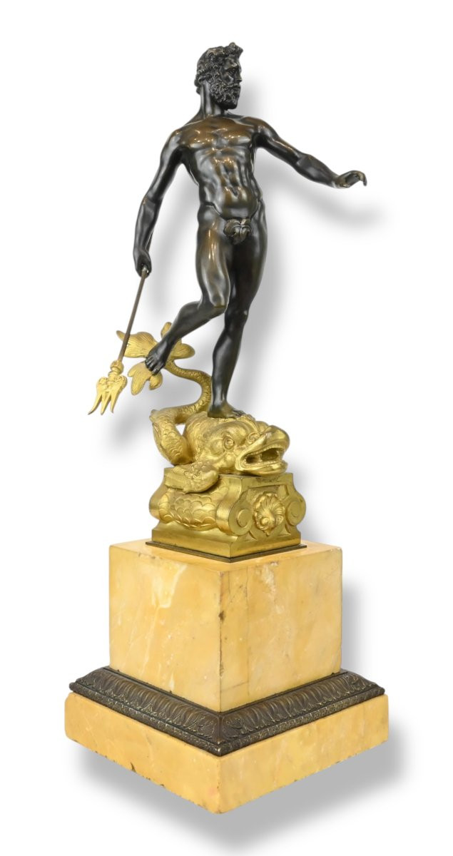 Nettuno in Bronzo Dal Monumento Del Giambologna - Italia Fine XVIII Secolo-photo-3